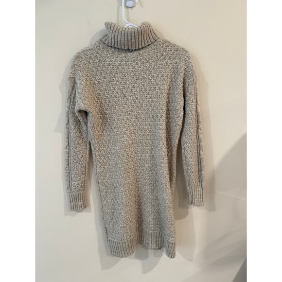 NWT American Eagle Outfitters Cable Knit Turtleneck Dress Beige Women's Size S - Picture 2 of 12